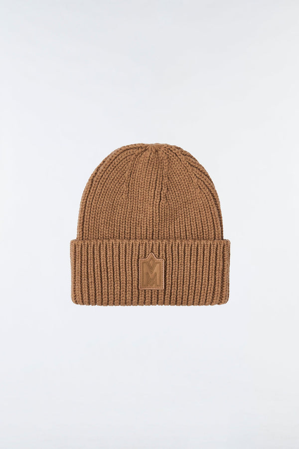 Mackage Jude Hand Knit Toque with Ribbed Cuff in Camel ACCESSORY