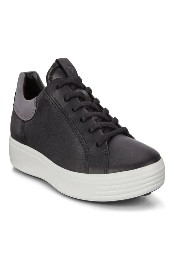 Ecco Mens Soft 7 Contrast Heel Sneakers - Black/Titanium