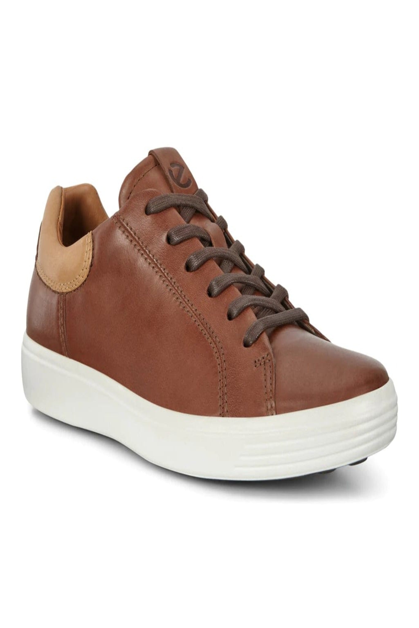 Ecco Mens Soft 7 Contrast Heel Sneakers - Mahogany/Lion